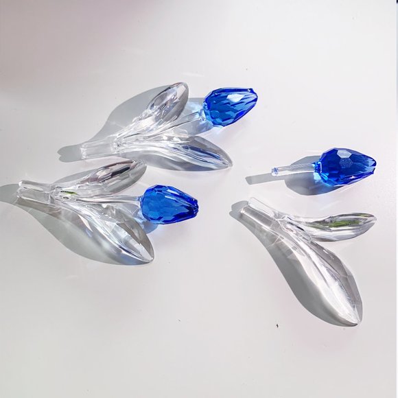 Pair of Swarovski Large Crystal Blue Tulips + one broken - Picture 2 of 2